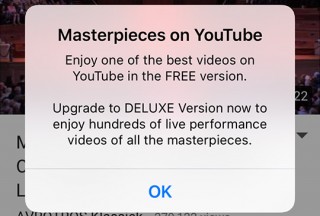 Classical Music I: Master's Collection Vol. 1, Message that informs only one YouTube video is shown