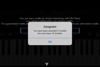 Mini Piano ®, Message informing that credits are added to your balance
