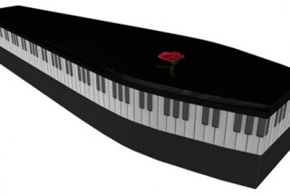 Black Piano & Rose coffin (Picture by G. Collins & Sons)