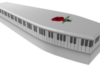 White Piano & Rose coffin (Picture by G. Collins & Sons)