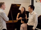 Launch of new Steinway Crown Jewel, Benjamin Shaw talking to parents