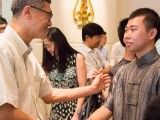 Conferment Ceremony of Young Steinway Artist Mervyn Lee, Tan Chorh Chuan congratulating Mervyn Lee