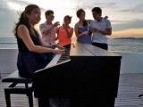 Pianovers Sailaway Pre-Event Shoot, Piano, champagne, and sunset
