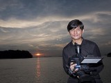 Pianovers Sailaway 2016, Videographer Rai with a sunset backdrop