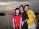Pianovers Sailaway 2016, Eric Teo and family, with a sunset backdrop