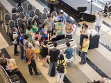 Pianovers Meetup #20, Top view of crowds around, Cynthia, Yu Tong, and Gregory