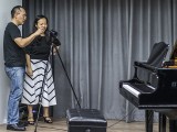 Pianovers Talents 2019, Sng Yong Meng, and Tan Phuay Ying Pauline setting up the video camera