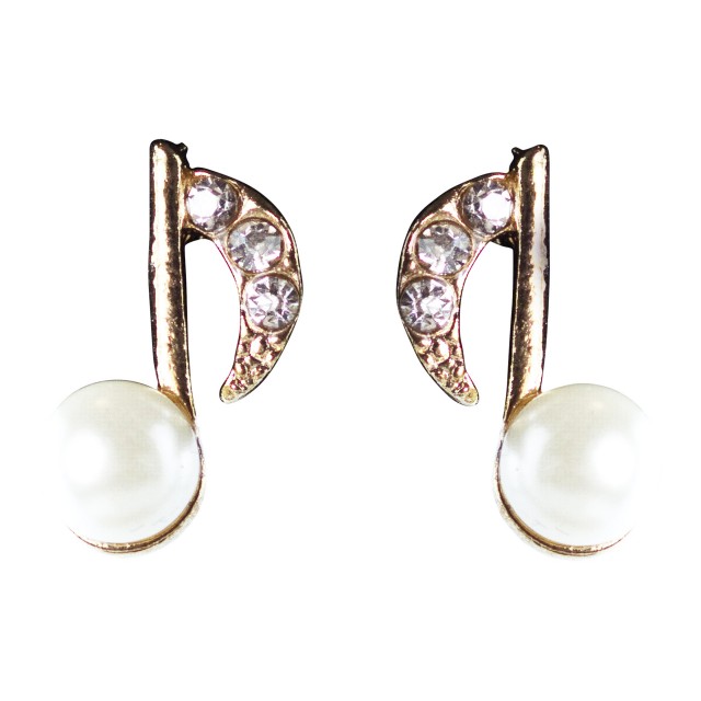 Pearl Gold Music Eighth Note Ear Ring