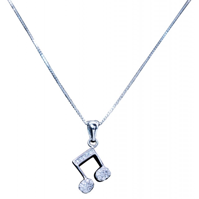 Music Note Quaver Pendant Silver Necklaces (Short)