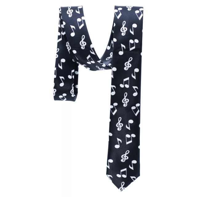 Black with White Notes Music Tie