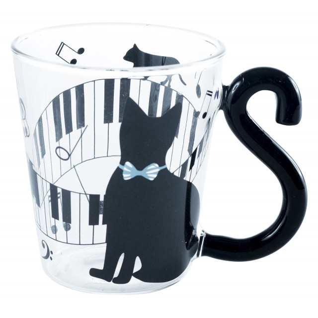 Piano Cat Glass Mug