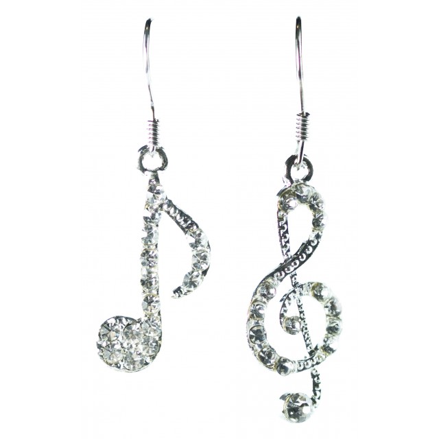 Silver Treble and Quaver Hook Earrings