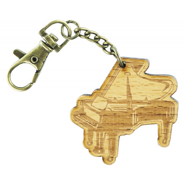 Wooden Piano Shaped Keychain