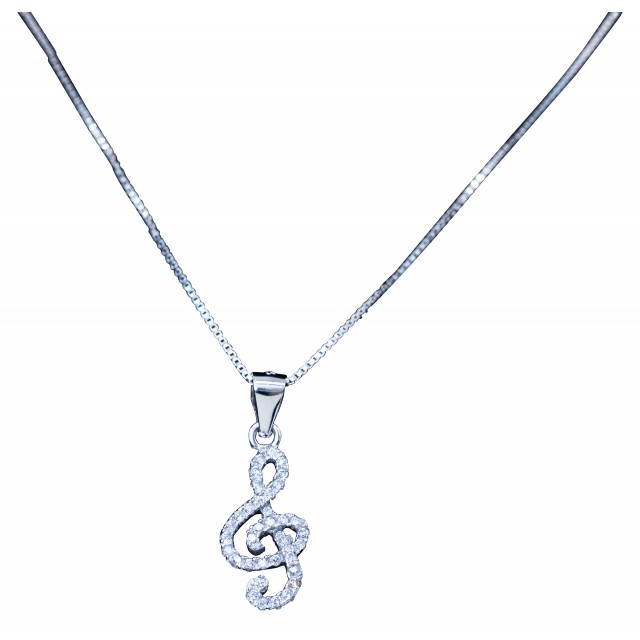 Treble Clef Diamond Necklace
