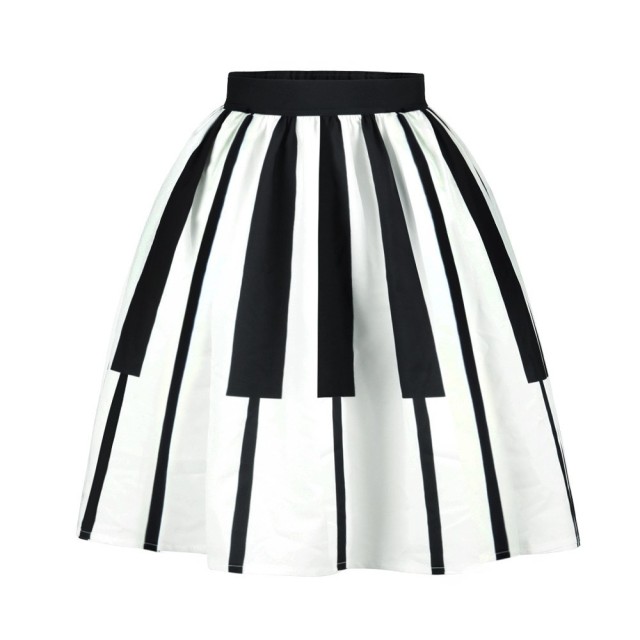 Women Piano Keys Printed Skirt 
