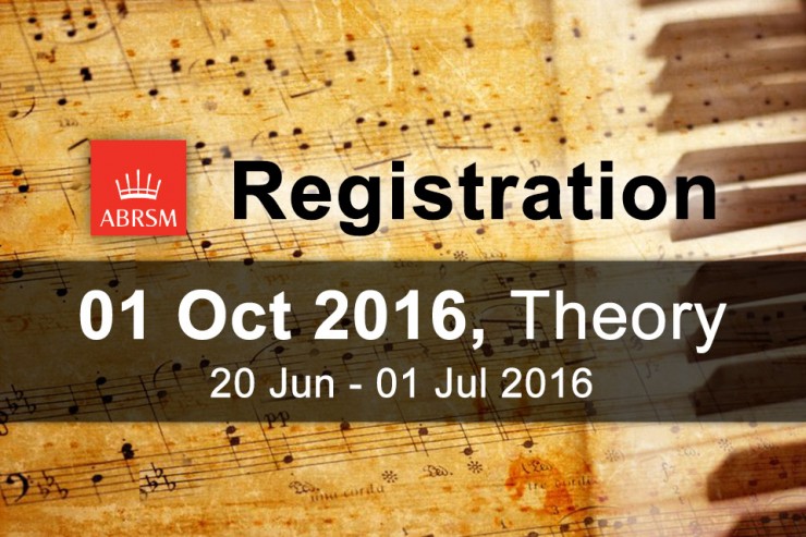 ABRSM Piano Theory Exam Registration (01 Oct 2016)