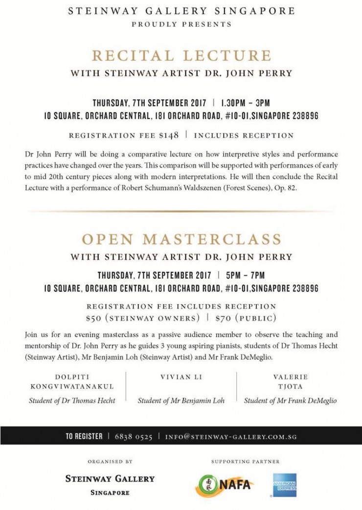 Recital Lecture and Open Masterclass by Steinway Artist John Perry