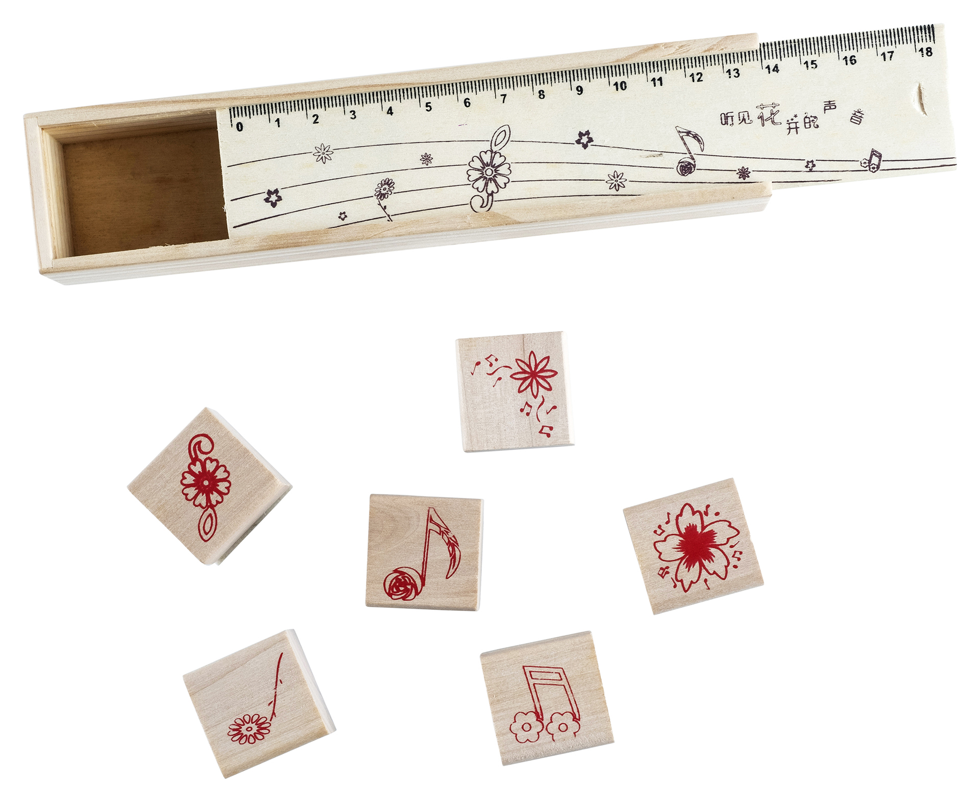 Musical Flower Wood Stamp